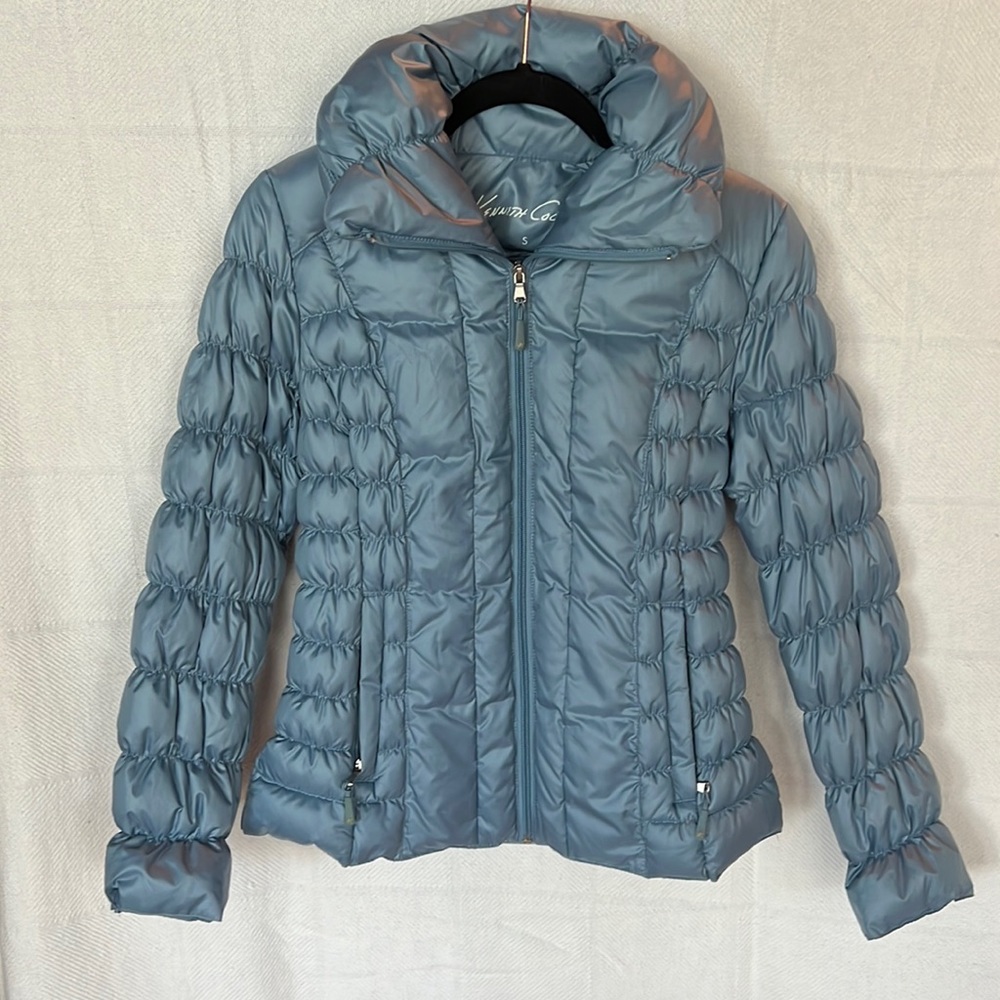 Kenneth Cole, gray blue puffer jacket